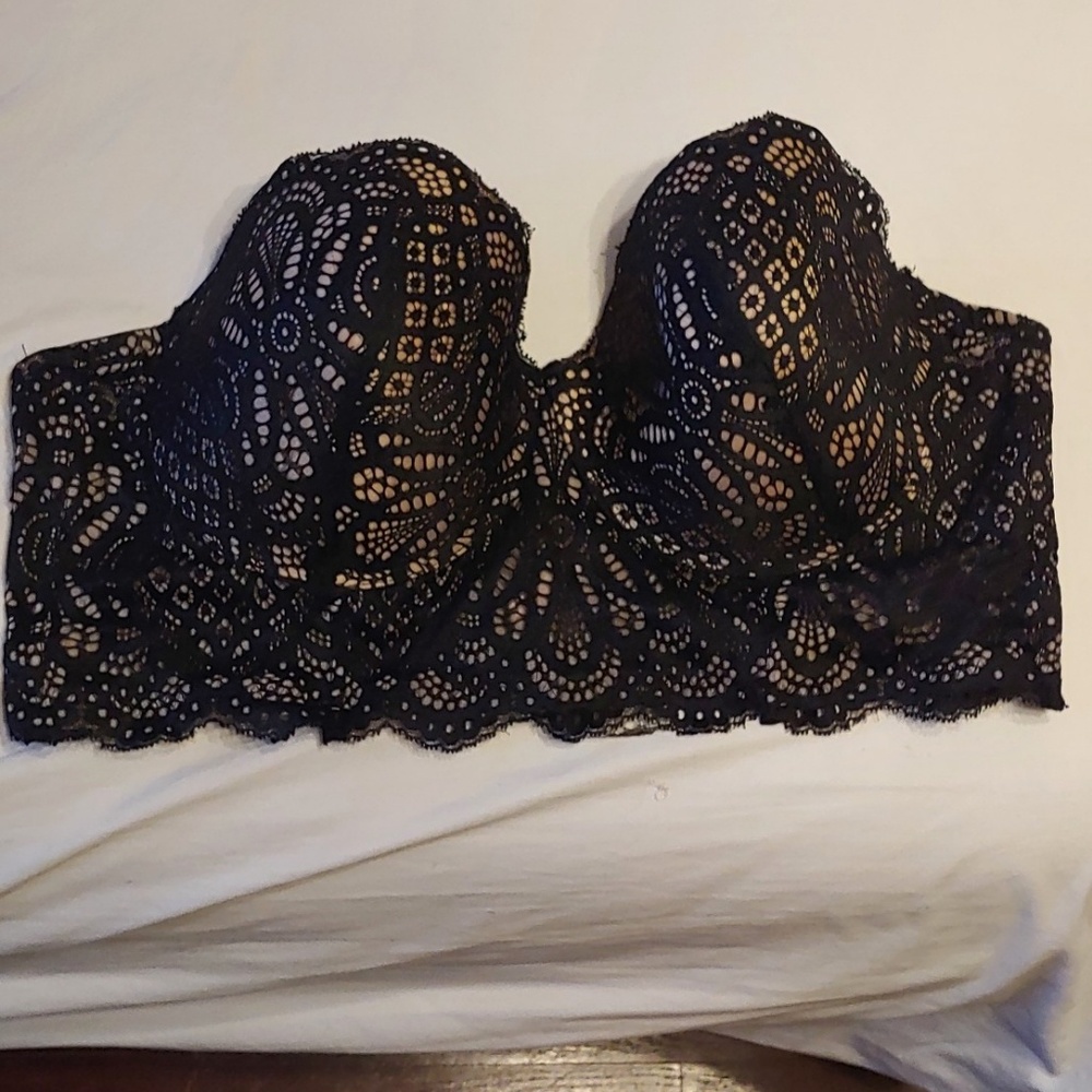 44DD Rue21 Black and Nude longline strapless bra